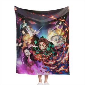 MaeGan Anime Blanket Flannel Fleece Warm Soft Throw Blanket for Couch Sofa Bed Living Room for Adults Children Kids Demon Slayer Anime Blanket Boys and Girls' Blankets Flannel Bedding Sofa Living Room