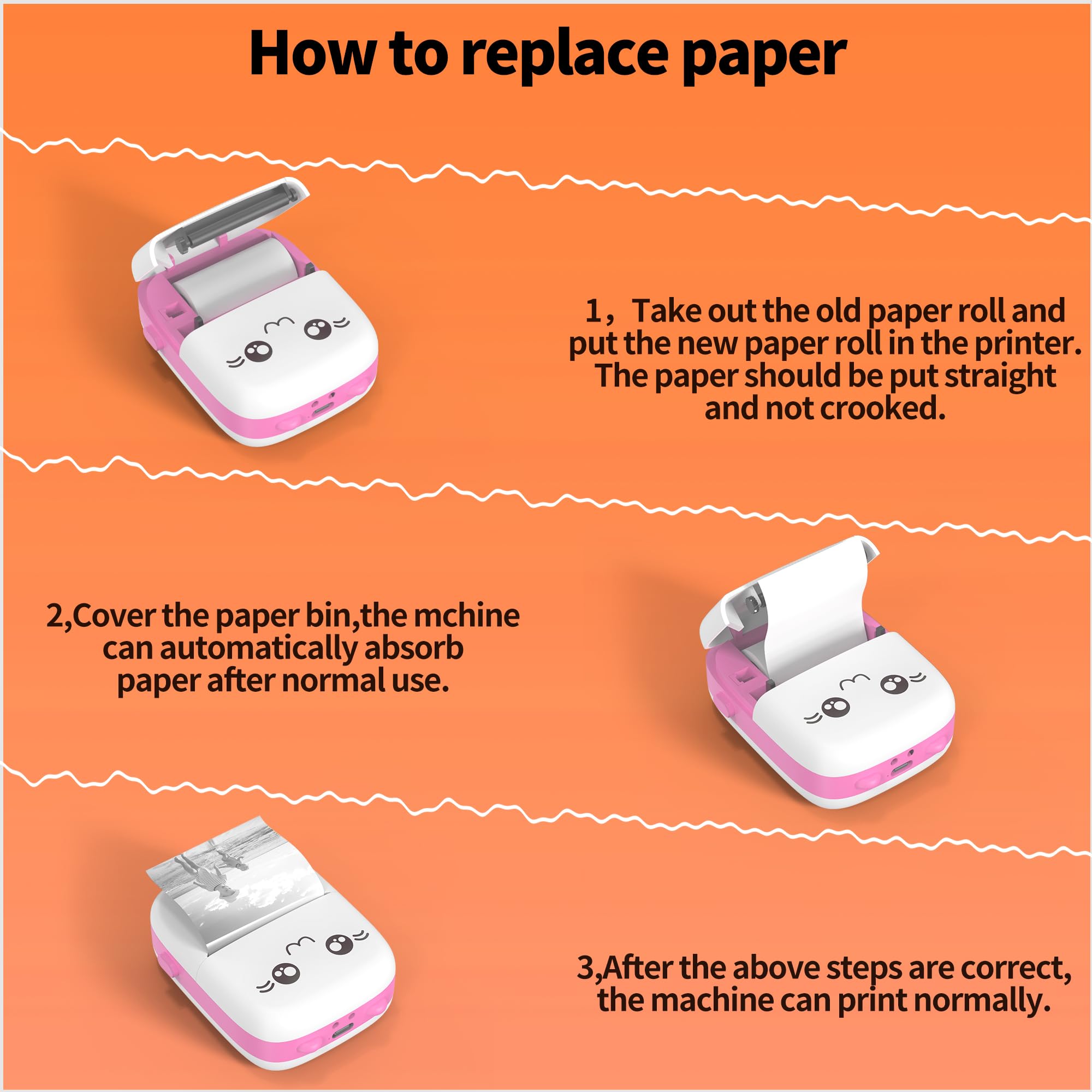 LabelMore (13 Rolls Thermal Paper) Inkless Sticker Printer, Mini Pocket Printer, Mini Thermal Pocket Printer, iOS Android APP (Pink)