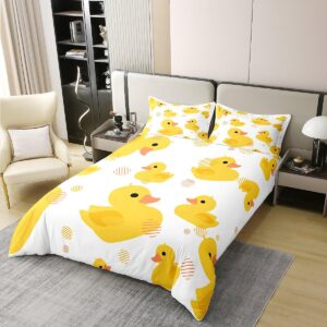 Erosebridal Cartoon Duck 100% Cotton Duvet Cover for Kids Boys Girls,Lovely Yellow Duck Bedding Set,Cute Hand Drawn Duck Comforter Cover Twin,Lovely Farmhouse Animal Bed Sets with 1 Pillowcase