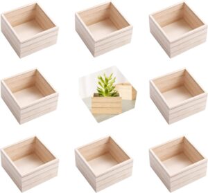 calpalmy (8 pack) 6" x 6" unfinished wooden box storage - small wooden boxs for crafts, home decor, and wooden centerpieces for tables