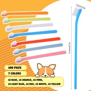 Tioncy 100 Pcs Dog Toothbrush Bulk from Large to Small Long Handle Dog Cat Pet Toothbrush with Soft Single Head Puppy Dog Tooth Brush Pet Cat Tooth Brush for Teeth Cleaning, 7 Colors