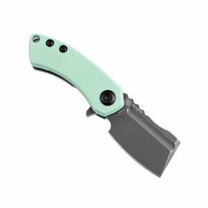 KANSEPT Knives Mini Korvid Cleaver Mini Pocket Knife for Men Gray Anodized S35VN Blade Sky Blue G10 Handle Print,EDC Folding Knife, Mini Cleaver Flipper for Everyday Carry K3030A1