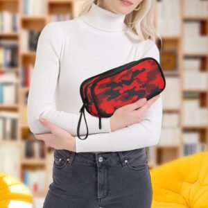 J JOYSAY Red Camo Pencil Case Large Big Capacity Pencil Bag for Girls Boys Stationery Pouch Zipper Pencil Case Pouch for School College Student