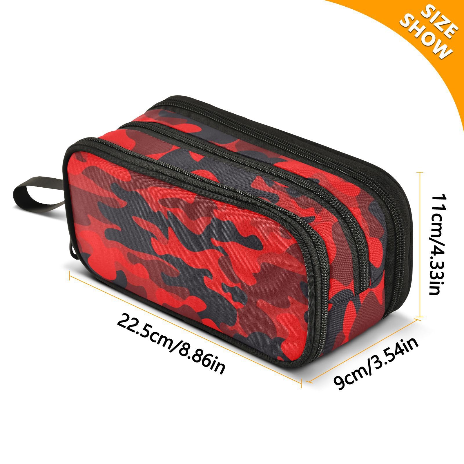 J JOYSAY Red Camo Pencil Case Large Big Capacity Pencil Bag for Girls Boys Stationery Pouch Zipper Pencil Case Pouch for School College Student