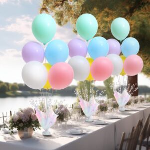 2 Sets Pastel Balloons Centerpiece for Table, Rainbow Balloon Stand Kit for Birthday Party Wedding Baby Shower Prom Tabletop Decorations