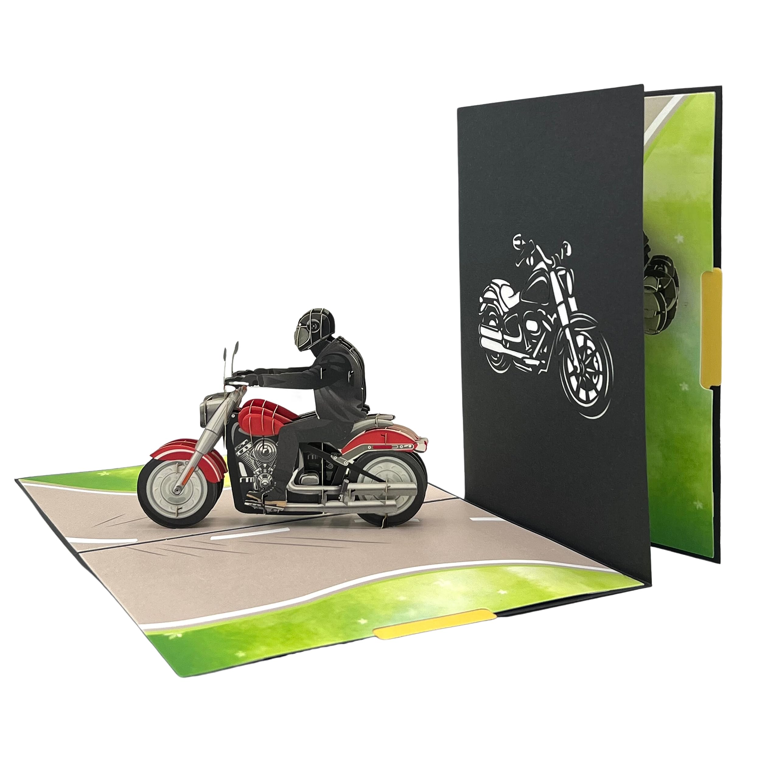 Niumcraft Pop Up Greeting Card Classic Motorcycle Rider Card Birthday Card for Him Husband Boyfriend Thank You Card Adventure Motor Bike Road Trip