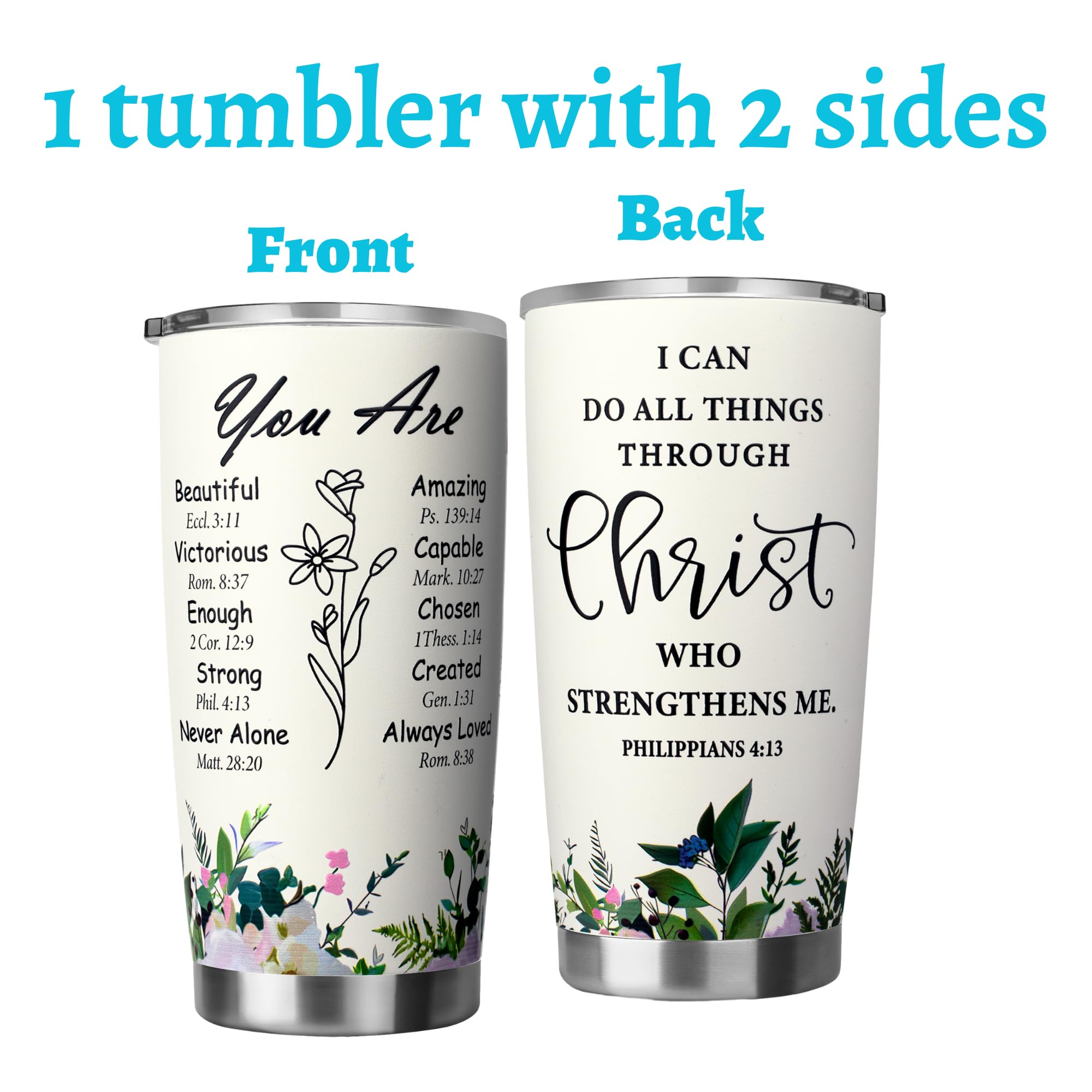 Niduilef Christian Gifts for Women-Stainless Steel 20oz Tumbler Inspirational Religious Gifts- Christian Faith Jesus God Bible Verse Gifts