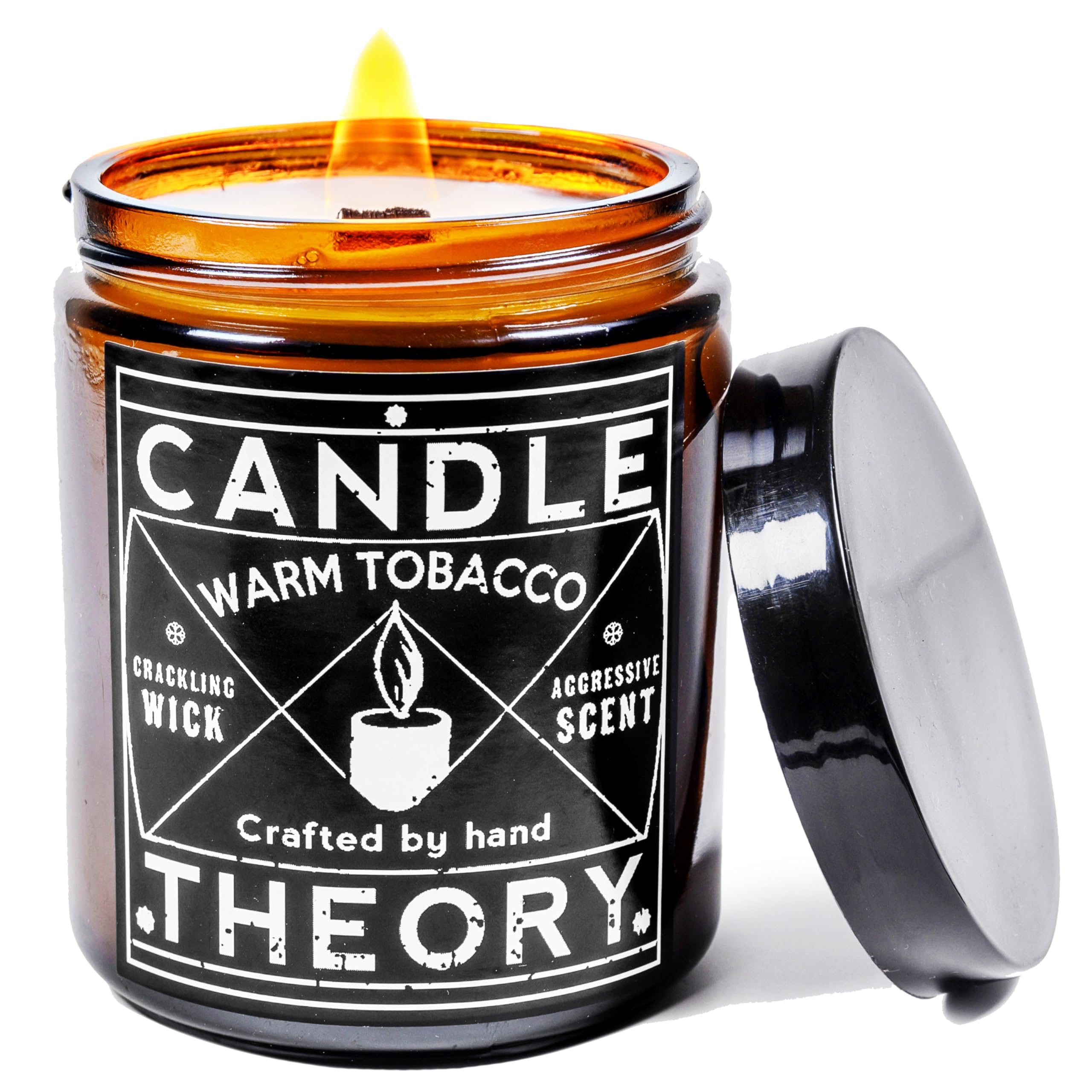 Candle Theory Warm Tobacco Scented Candle for Men 7.6 Ounce, Crackling Candle Men, Mens Candle for Bedroom, Scented Man Candle for Home, Men's Candles for Home, Man Candle, Men Scented Candles