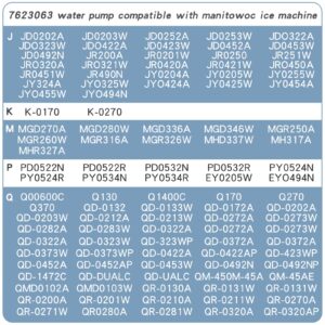 7623063 Water Pump Assembly,115 Volt 60 Hertz, Compatible With Manitowoc Ice Machine Fits for Q, J, and B Series, Replacement Part 110V-115V 6W 60Hz # 76-2306-3