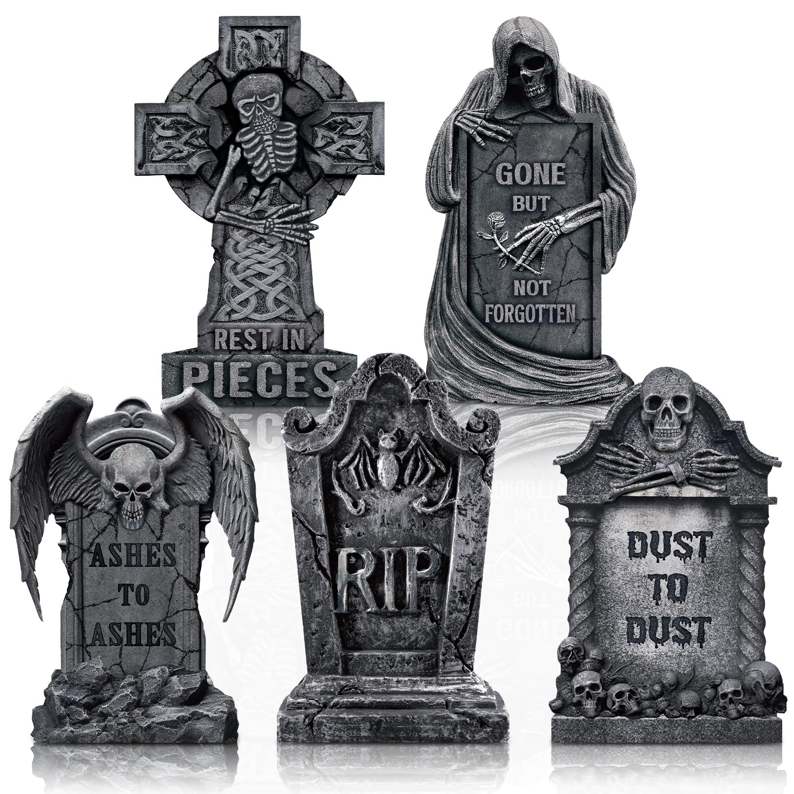 Barydat 5 Pieces Halloween Tombstone Table Decorations Wooden Scary Halloween Headstone Sign Rip Graveyard Gravestones Centerpieces for Desk Cemetery Craft Halloween Party Decor Supplies