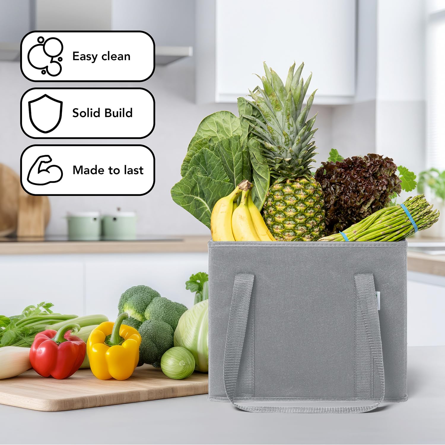 BagGroup Reusable Grocery Bags or Shopping Bags 4 pack - Folding Reusable Shopping Bags for Groceries with reinforced Bottom & Handles - Durable and Foldable Grocery Tote Bag for Groceries