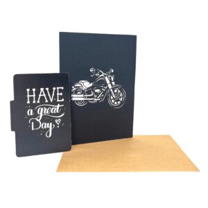 Niumcraft Pop Up Greeting Card Classic Motorcycle Rider Card Birthday Card for Him Husband Boyfriend Thank You Card Adventure Motor Bike Road Trip