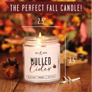 Mulled Cider Candle, Fall Candles I Apple Cider Candle w/Cinnamon & Nutmeg - Infused w/Essential Oils I Mulled Cider Fall Scented Candle (Soy) for Home I 9oz Reusable Jar I 50Hr Burn I Made in USA