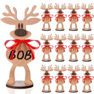 cholemy 12 pieces christmas freestanding place card holders for table holiday name cards christmas dinner place table card holders decorations christmas party supplies (reindeer)