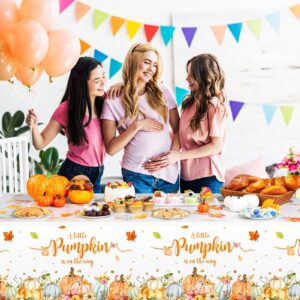 WovWeave 3 Pack Little Pumpkin Tablecloths Fall Baby Shower Party Decorations for Boy Girl A Little Pumpkin is On The Way Table Covers for Thanksgiving Pumpkin Party Favors Table Decor Supplies