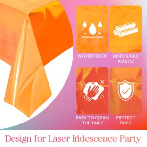 2 Pieces Orange Iridescence Tablecloth - 40 x 108“ Disposable Shiny Laser Table Cloth - Glitter Plastic Tablecloths - Holographic Iridescent Table Cover for Party Decoration, Wedding and Banquet