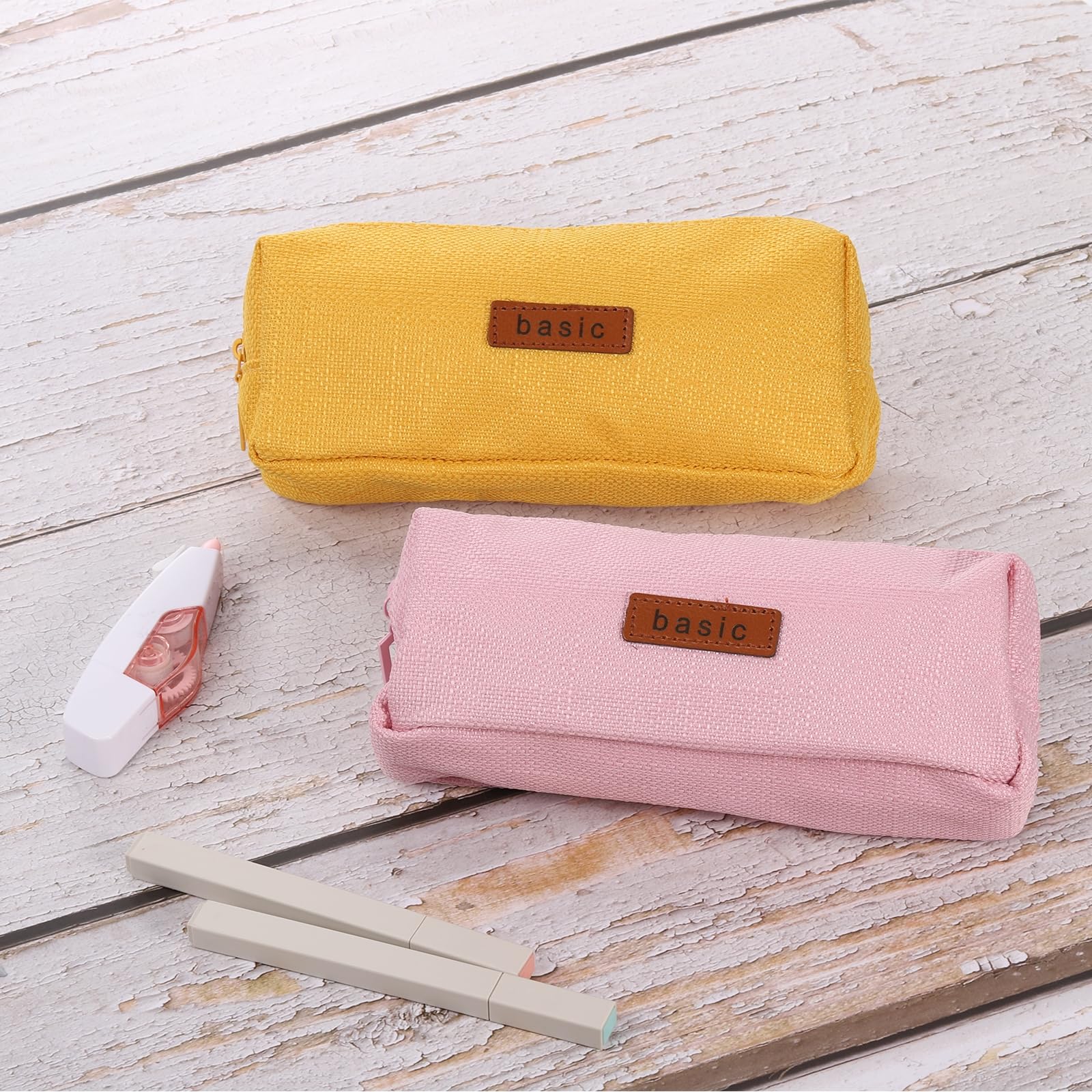 PATIKIL Pencil Case, Large Capacity Pencil Pouch Pen Bag Case Cosmetic Bag Stationery Organizer Portable for Office Home, Pink