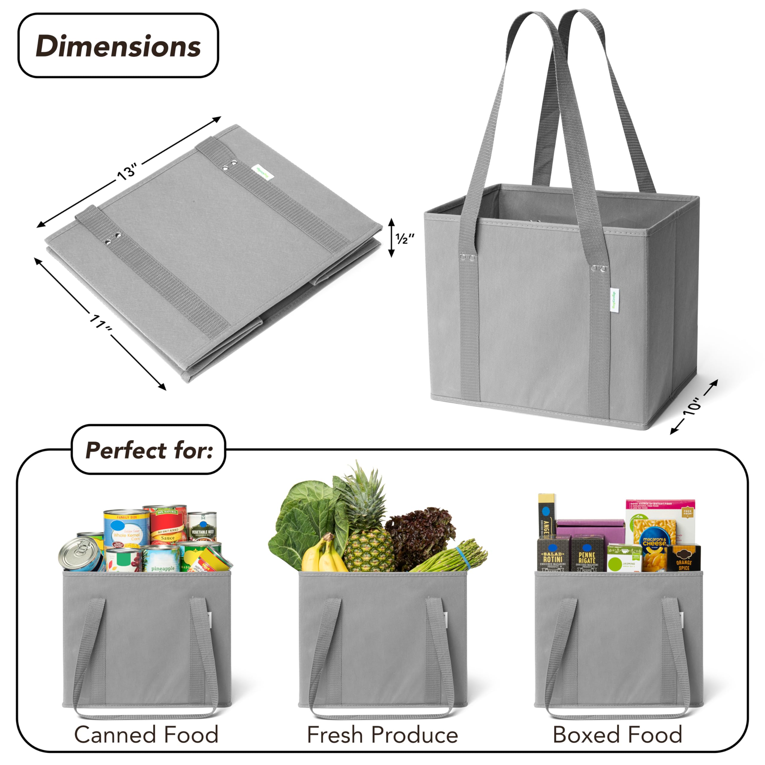 BagGroup Reusable Grocery Bags or Shopping Bags 4 pack - Folding Reusable Shopping Bags for Groceries with reinforced Bottom & Handles - Durable and Foldable Grocery Tote Bag for Groceries