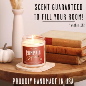 Pumpkin Spice Candle, Fall Candles - 'Pumpkin Spice' Pumpkin Candle, Autumn Scented Soy Candles for Home, Fall Scented Candles for Home, Fall Home Décor, 9oz Reusable Jar, 50Hr Burn, Made in USA