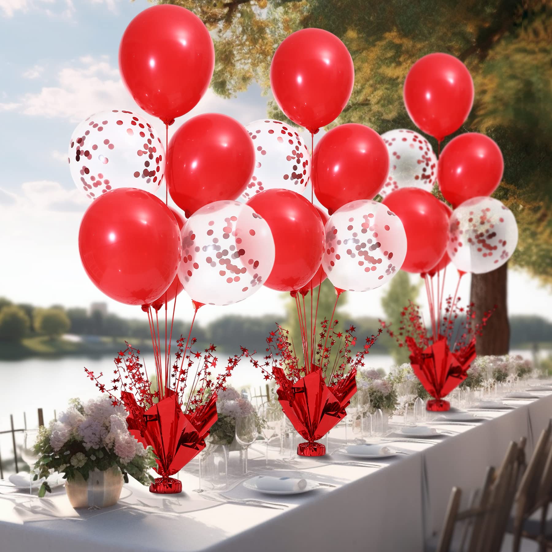 Besutolife 2 Sets Red Balloon Centerpieces for Tables, Balloons Stand Kit Red Party Decorations for Birthday Party Wedding Bridal Shower Anniversary