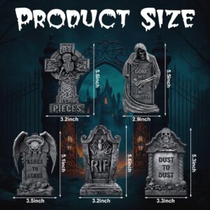 Barydat 5 Pieces Halloween Tombstone Table Decorations Wooden Scary Halloween Headstone Sign Rip Graveyard Gravestones Centerpieces for Desk Cemetery Craft Halloween Party Decor Supplies