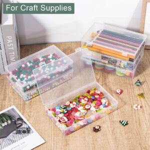 Ganydet 6 Packs Clear Plastic Box Containers, Craft Organizers and Storage with Lids, Crayon Boxes Plastic Pencil Boxes for Beads Lego Game Pieces Little Bits, 8.2 x 5 x 1.5 Inches