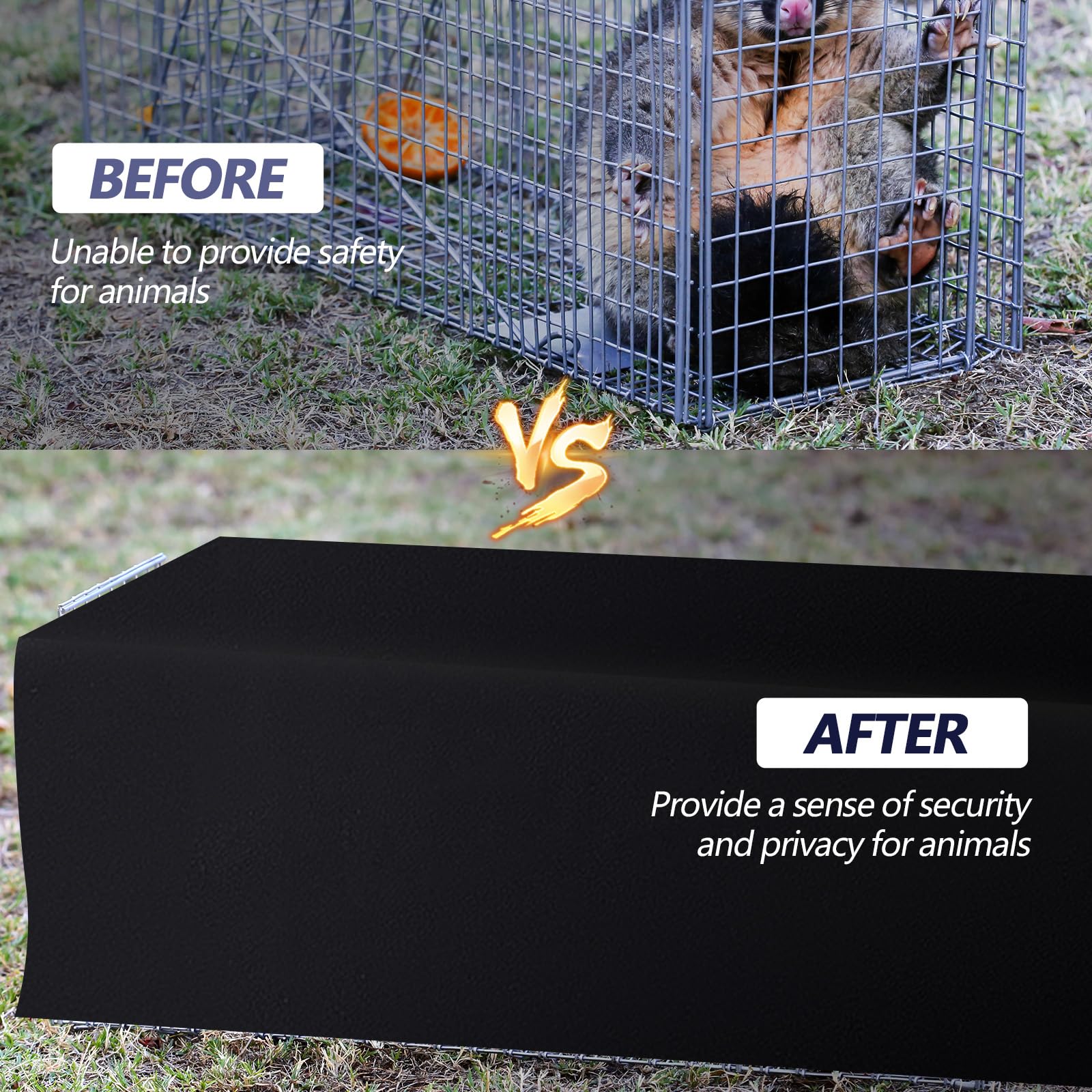 Kittmip 2 Pcs Trap Cage Cover 32 x 10 x 12 Inch Heavy Duty Animal Trap Cover Live Animal Trap Cage Cover for 1 Door Humane Cat Trap Squirrel Dog Gopher Chipmunk Skunk, Cage Not Included, Black