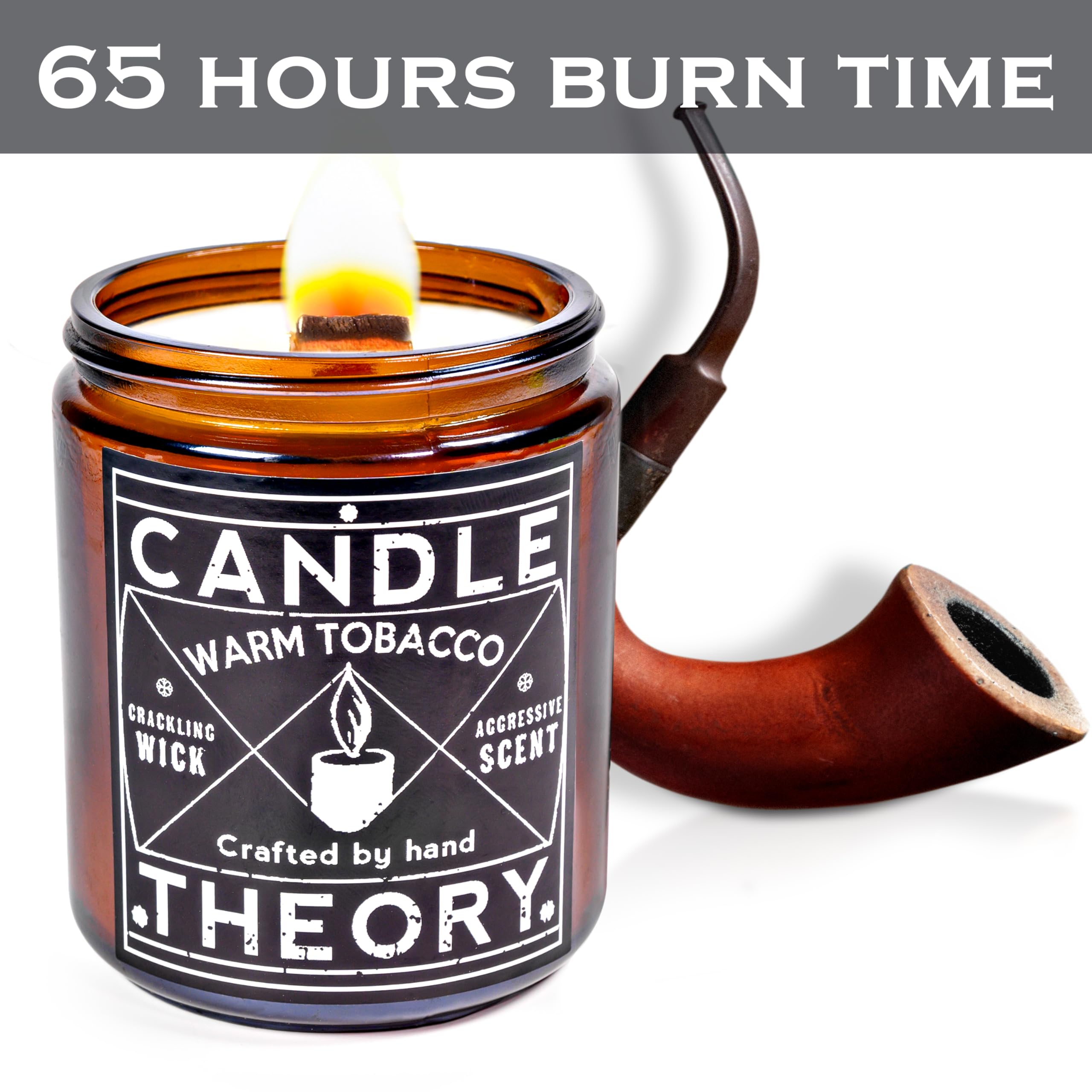 Candle Theory Warm Tobacco Scented Candle for Men 7.6 Ounce, Crackling Candle Men, Mens Candle for Bedroom, Scented Man Candle for Home, Men's Candles for Home, Man Candle, Men Scented Candles