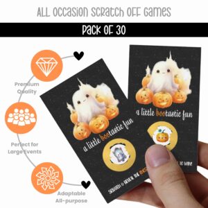 Little Boo Halloween Scratch Off Cards - Pumpkin Party Games for Baby Shower, Gender Reveal, Ghost Raffle Tickets, Adults, Birthday, Boo-Tastic Favors, 30 Pack