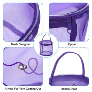 PATIKIL Yarn Storage Bag, 2 Pack Portable Crochet Knitting Bag Case Skein Ball Holder Mesh Organizer Crocheting Tote for Sewing Craft Projects, Purple Green