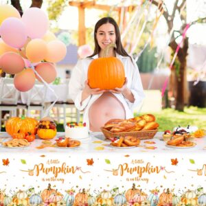 WovWeave 3 Pack Little Pumpkin Tablecloths Fall Baby Shower Party Decorations for Boy Girl A Little Pumpkin is On The Way Table Covers for Thanksgiving Pumpkin Party Favors Table Decor Supplies