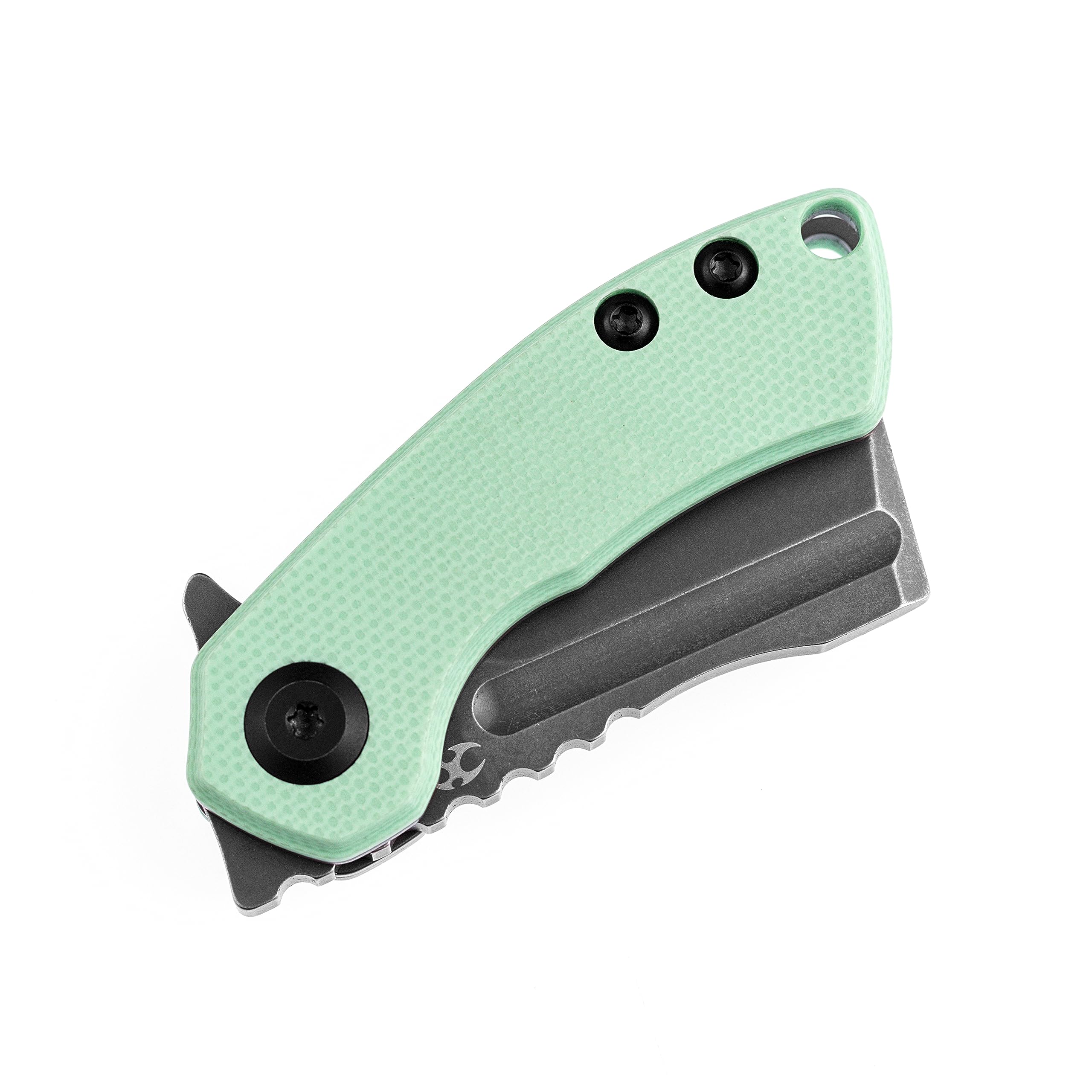 KANSEPT Knives Mini Korvid Cleaver Mini Pocket Knife for Men Gray Anodized S35VN Blade Sky Blue G10 Handle Print,EDC Folding Knife, Mini Cleaver Flipper for Everyday Carry K3030A1