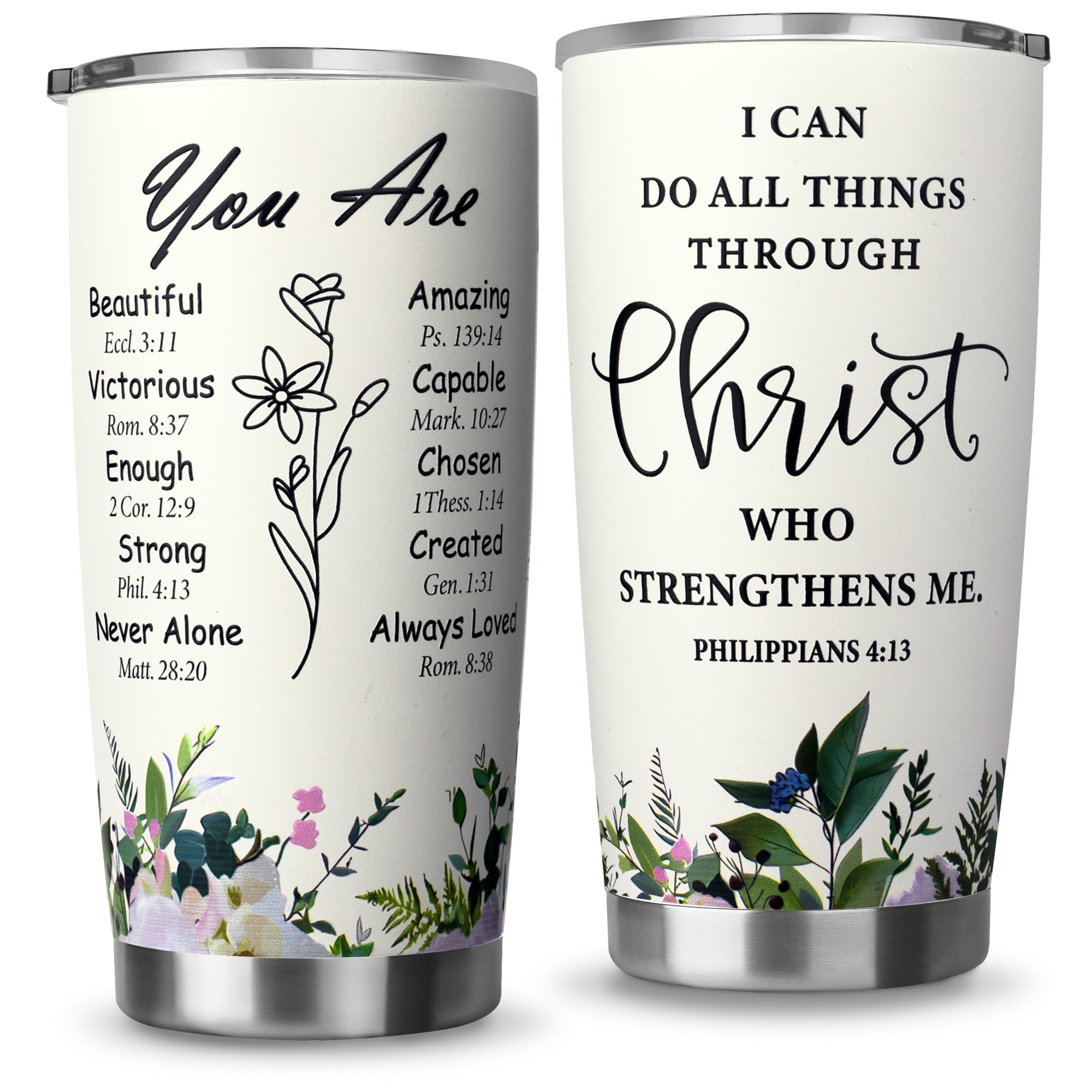 Niduilef Christian Gifts for Women-Stainless Steel 20oz Tumbler Inspirational Religious Gifts- Christian Faith Jesus God Bible Verse Gifts