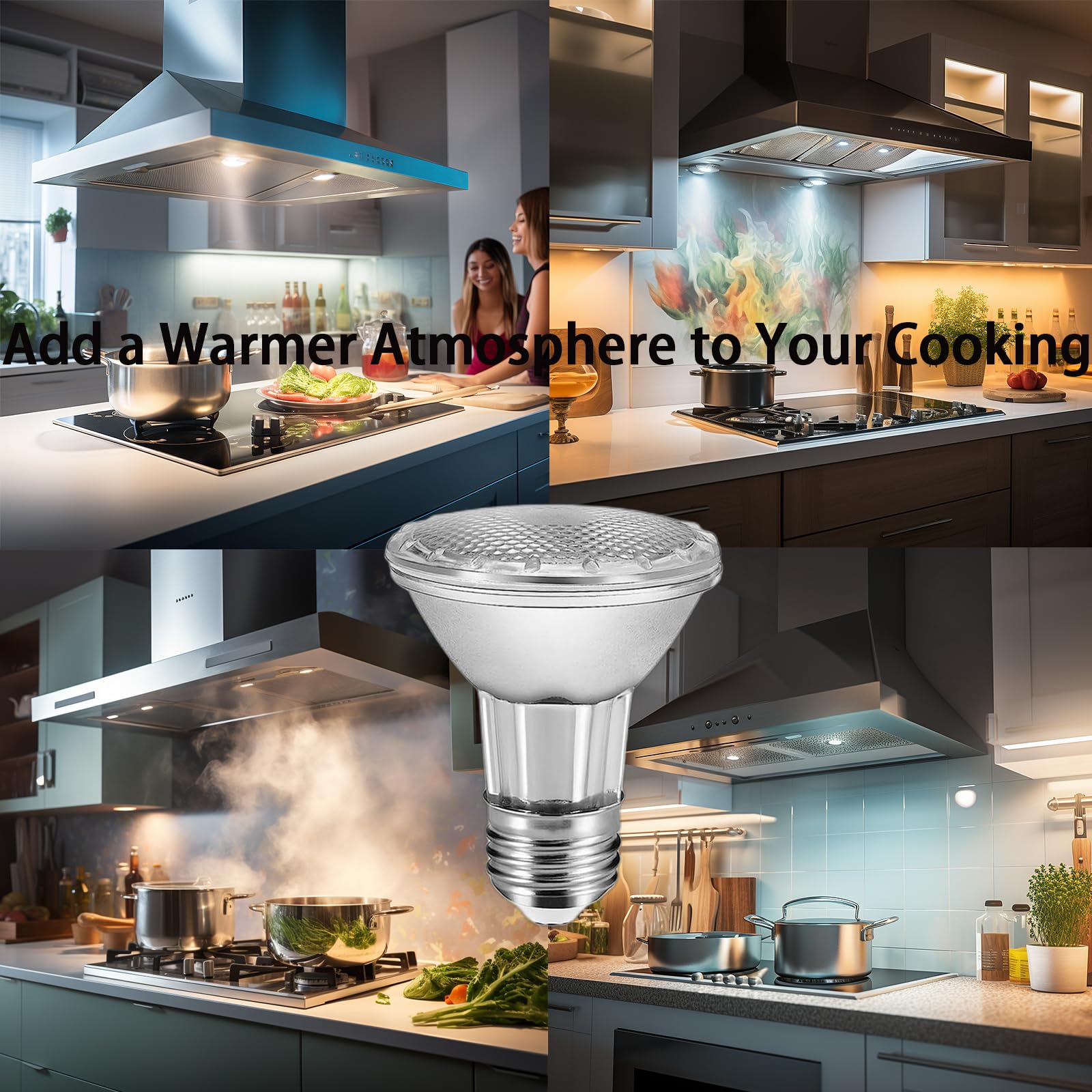 PAR20 LED Range Hood Light Bulbs Under Hood, 60W Incandescent Stove Light Bulbs Replacement, 7W LED Appliance Bulbs Stove Hood, E26 Dimmable 3000K 595LM (Pack of 2)