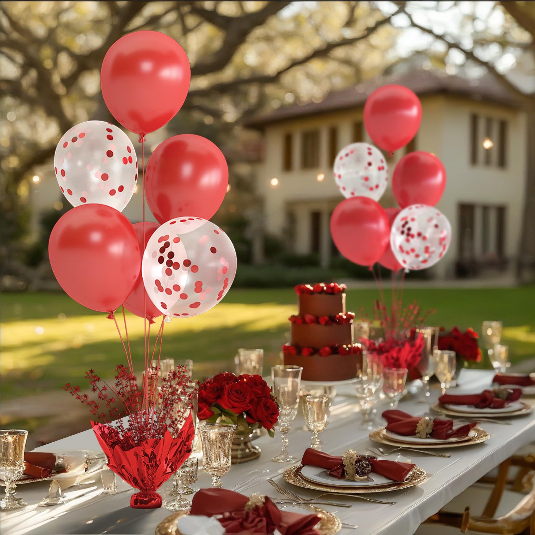 Besutolife 2 Sets Red Balloon Centerpieces for Tables, Balloons Stand Kit Red Party Decorations for Birthday Party Wedding Bridal Shower Anniversary