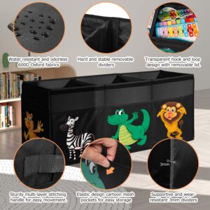 Extra Large Toy Box, Collapsible Sturdy Toy Storage Organizer with Lids, Dinosaur Toy Box for Boys Girls, 42"x16"x14" Kids Toy Chest Bin Box Baskets for Living Room, Playroom, Bedroom, Nursery, Black