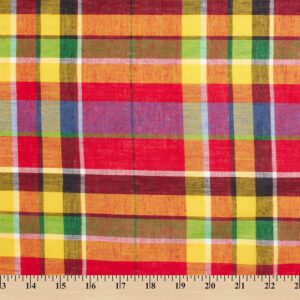 madras plaid fabric (style 41216) 100% cotton printed fabric 44/45" wide sold bty shirts, dresses, apparel, event decor