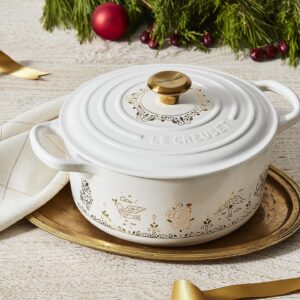 Le Creuset Noël Collection Enameled Cast Iron 12 Days of Christmas Round Dutch Oven, 3.5 qt., White