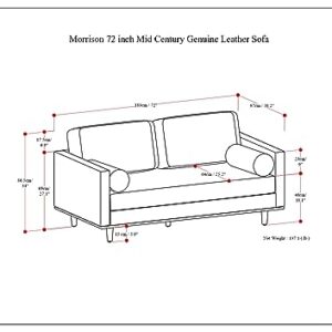 SIMPLIHOME Morrison Mid-Century Modern 72 Inch Wide Sofa in Sienna Genuine Leather, For the Living Room and Family Room