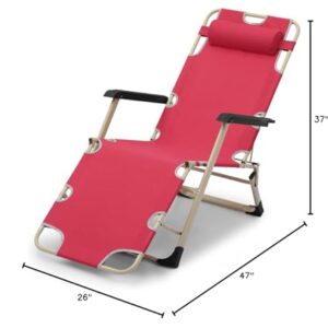 Foldable Zero-Gravity Chair Beach Lounge Chair Patio Reclining Chaise Red