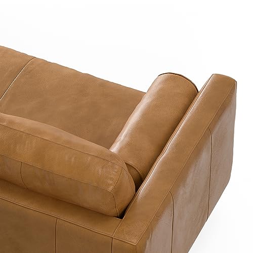 SIMPLIHOME Morrison Mid-Century Modern 72 Inch Wide Sofa in Sienna Genuine Leather, For the Living Room and Family Room