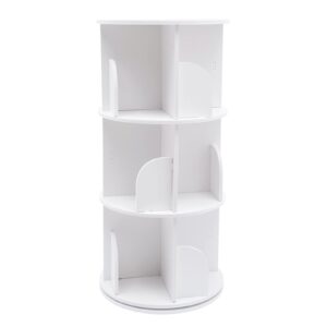 duyiwaa rotating bookshelf, 3 tier freestanding 360° rotating bookshelf bookcase storage shelf display rack organizer white modern for home, living room, office