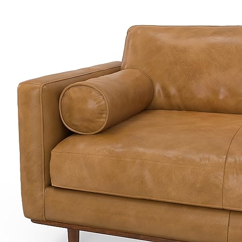 SIMPLIHOME Morrison Mid-Century Modern 72 Inch Wide Sofa in Sienna Genuine Leather, For the Living Room and Family Room