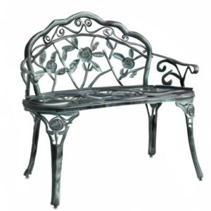 39 inch Antique Style Patio Porch Garden Bench Aluminum Outdoor Chair Rose