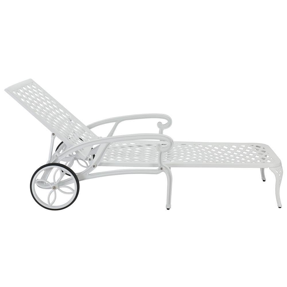 2PCS Adjustable Outdoor Chaise Lounge Chair Waterproof White