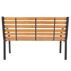 48 Steel Cast Iron Outdoor Patio Furniture Garden Bench Park Seat Black & Natural