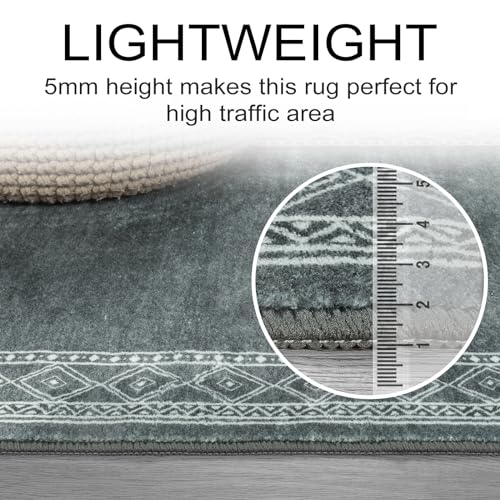 Lahome Modern Bordered Bathroom Rugs- 2x3 Entryway Rug Ultra-Thin Soft Small Rug Non-Slip Indoor Door Mat Stain Resistant Accent Carpet Washable Rugs for Bedroom Kitchen Laundry(2x3ft, Gray)