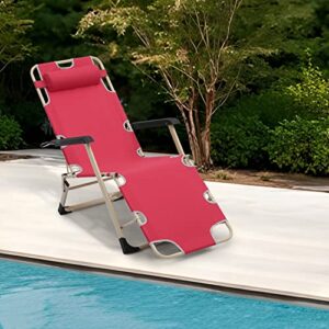 Foldable Zero-Gravity Chair Beach Lounge Chair Patio Reclining Chaise Red