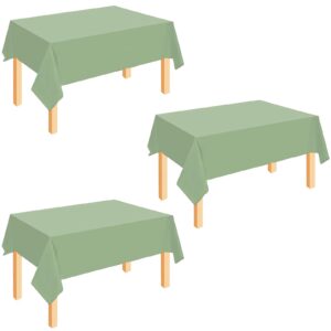 urnseh sage green tablecloth, 3pcs plastic table cloth disposable 54" x 108" tablecloths for rectangle tables, baby shower party tablecovers decorations, table cover for bbq birthday wedding