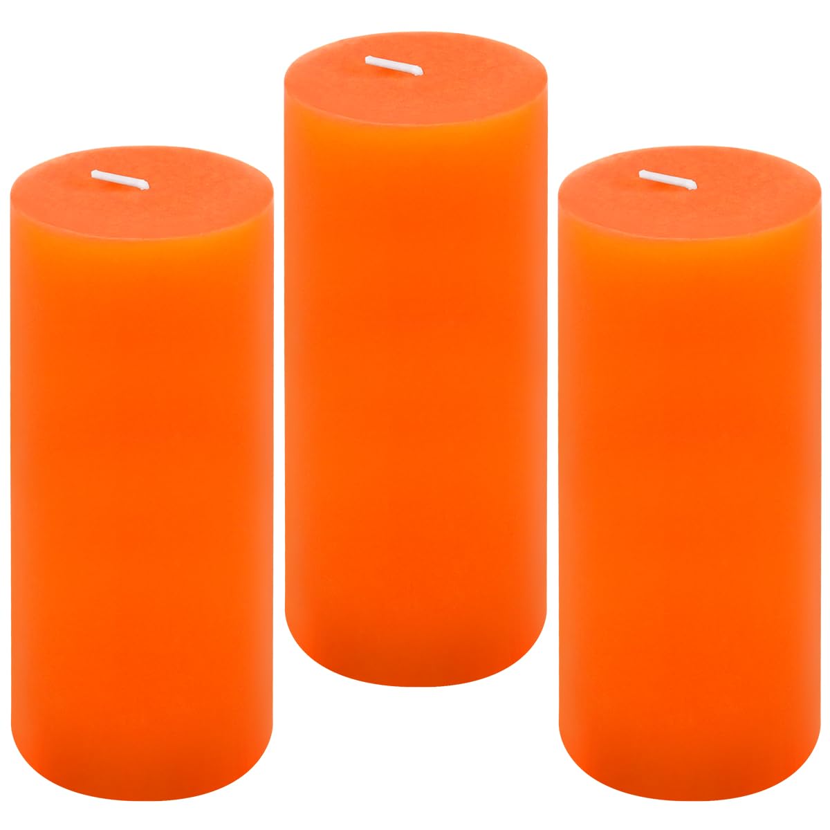 3 Pack 3×6 Inch Orange Pillar Candles, Unscented Fat Candles for Home Restaurants Fall Halloween Harvest Decoration, Smokeless Dripless and Clean Burning